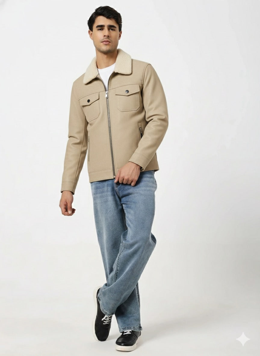 Men’s Heavy Warm Leather Jacket – Premium Winter Wear