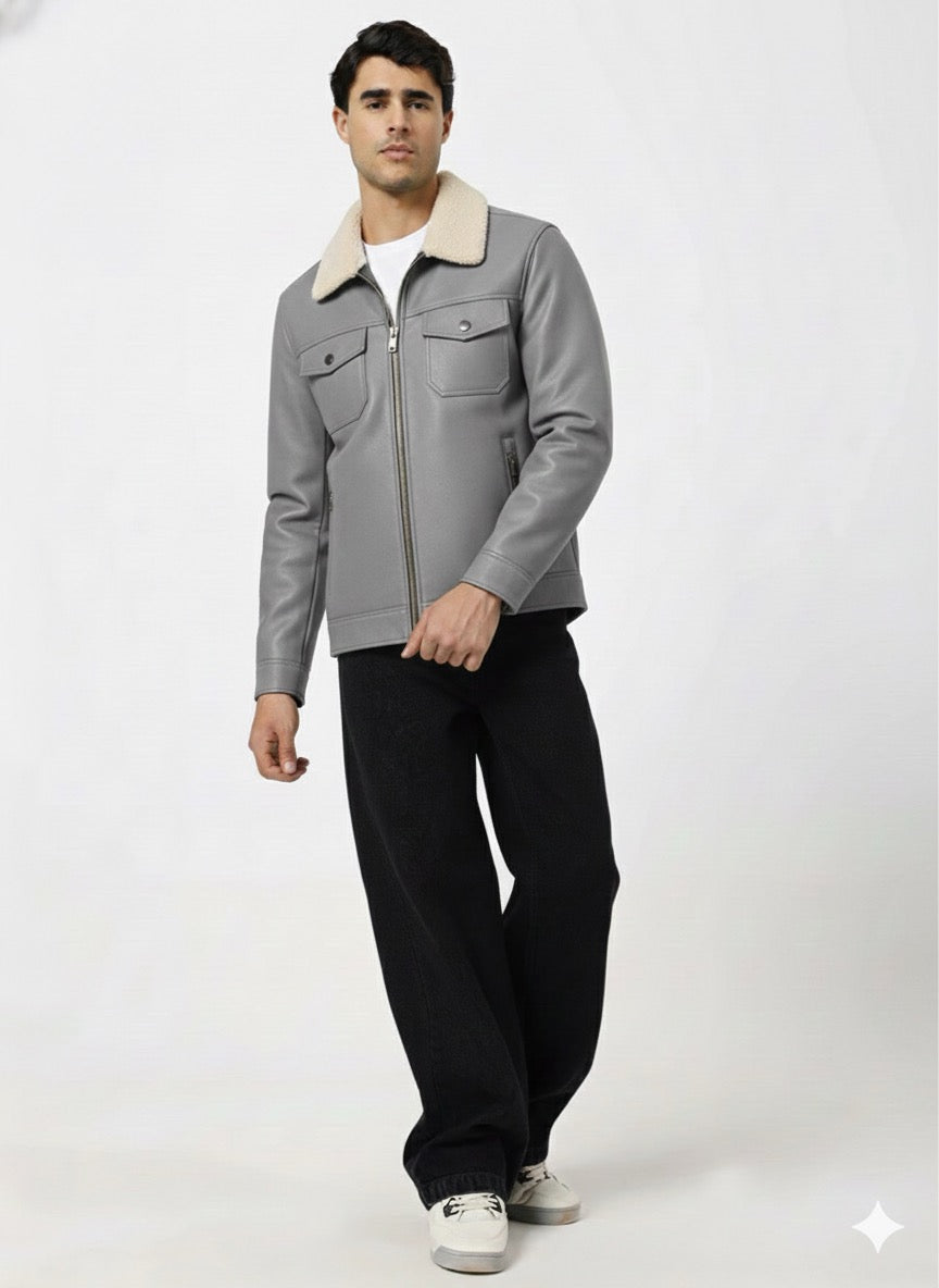 Men’s Heavy Warm Leather Jacket – Premium Winter Wear