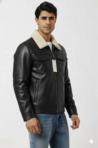 Turkish Faux Leather Jacket for Men – Ultra Warm Shearling Lining