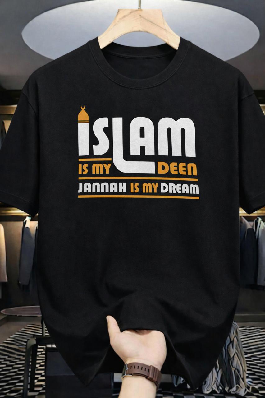 Men’s Black Islam is my deen  Islamic Cotton T-Shirt