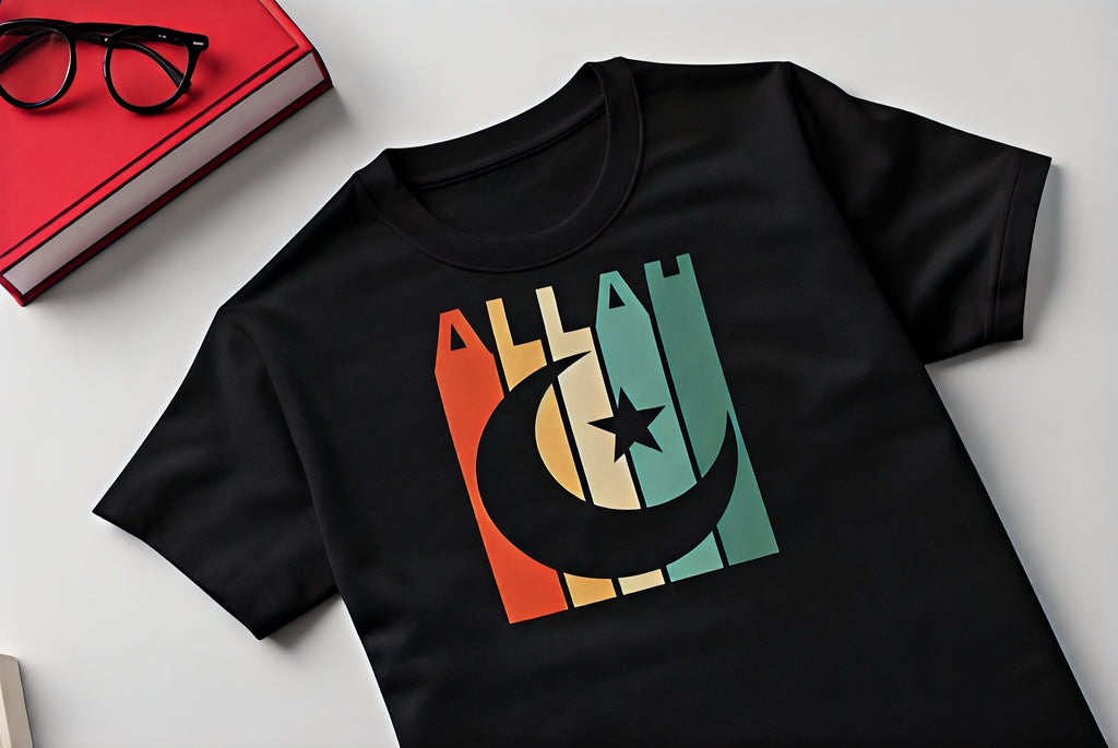 Men’s Black SABR Moon Islamic Printed Cotton T-Shirt – Patience Faith Design