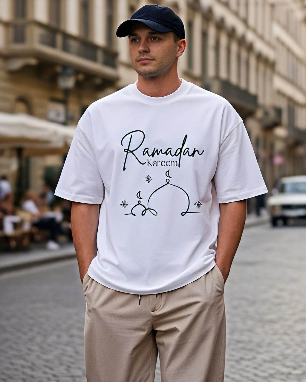 Men’s Black Ramadan Arabic Calligraphy Islamic Cotton T-Shirt
