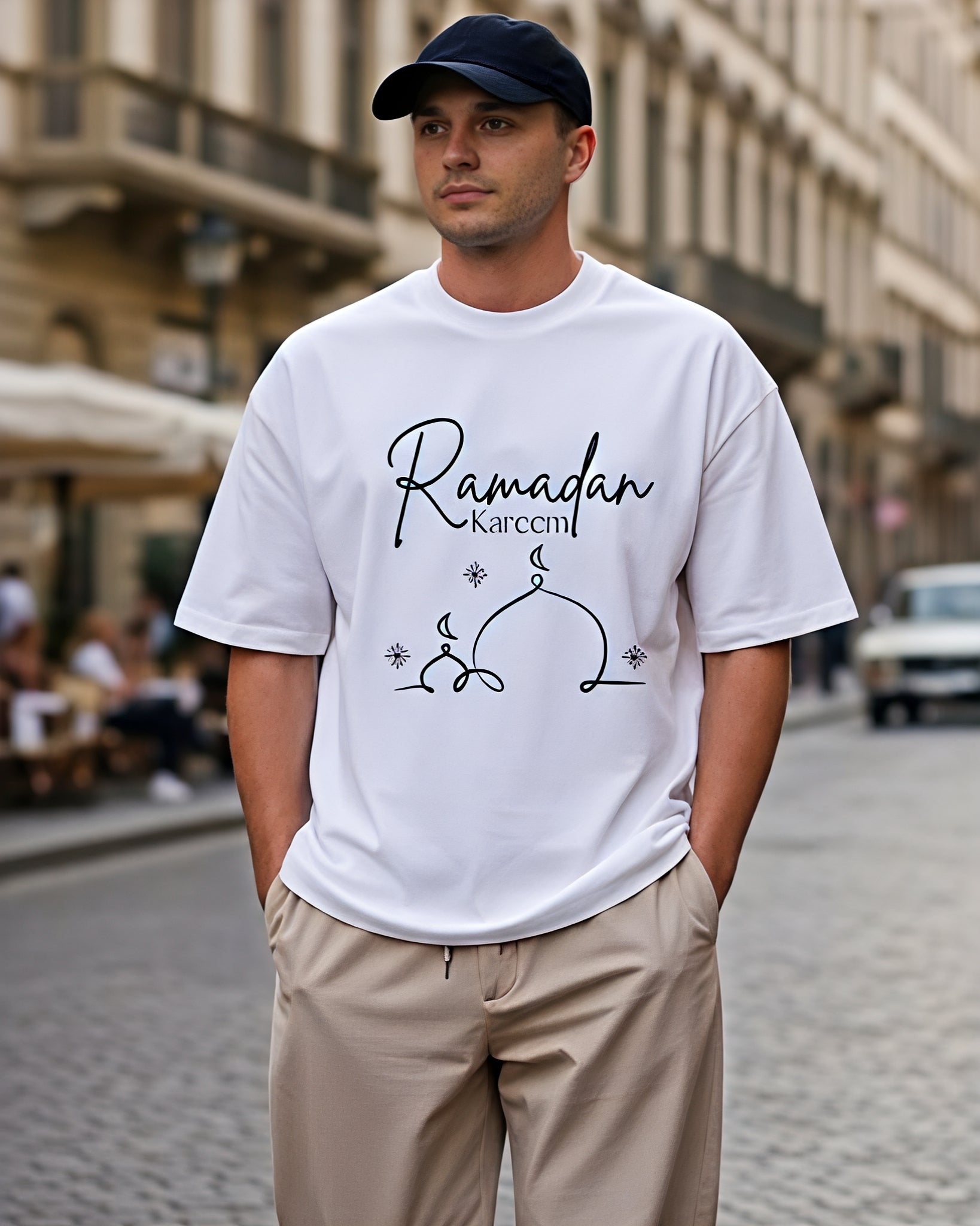 Men’s Black Ramadan Arabic Calligraphy Islamic Cotton T-Shirt