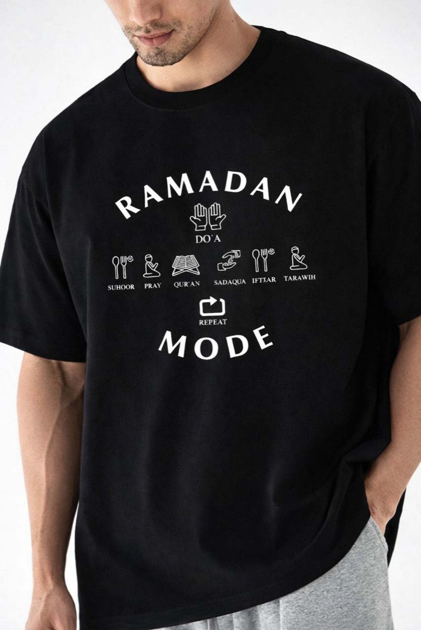 Men’s Black Ramzan Time Islamic Cotton T-Shirt