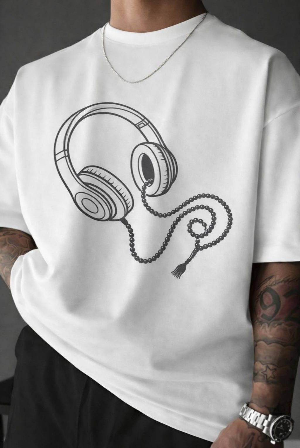 Men’s White Arabic Calligraphy Islamic Cotton T-Shirt